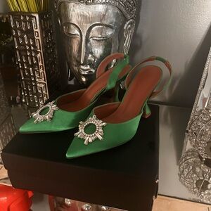 Elegant Green Slingback Heels